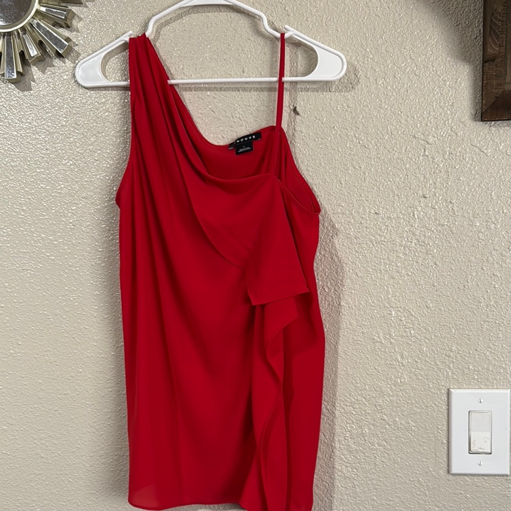 Trouve Red Asymmetrical Ruffled One Shoulder Dress